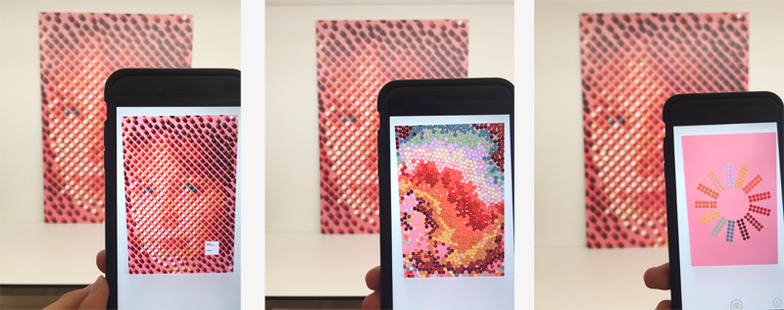 ARの技術でiPhoneやiPadをかざすと動画が再生される。