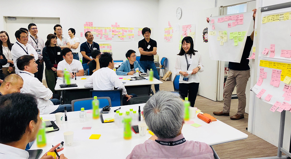 個々人が活発にアイデアを出し合ったファイターズの皆さんとのセッションの様子。