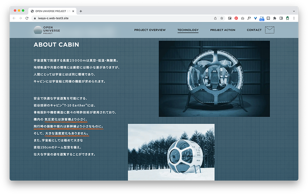 プロジェクト公式サイトの画面例②