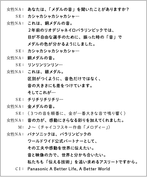 ラジオ広告部門 パナソニック「メダルの音」編