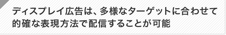 ポイント:ディスプレイ広告は、多様なターゲットに合わせて的確な表現方法で配信することが可能