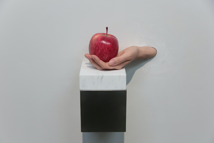 雨宮庸介 ”Apple and Hand” 2018, 個展「あ、あな、あなた」@ARTS ISOZAKI より