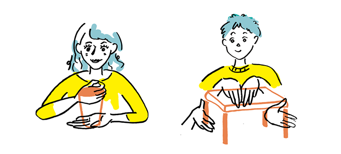 (左:コップの表現、右:机の表現)