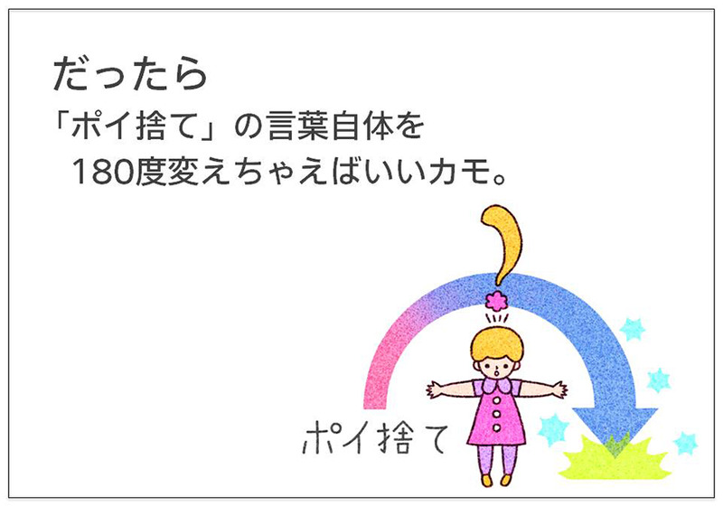 だったら 「ポイ捨て」の言葉自体を 180度変えちゃえばいいカモ。
